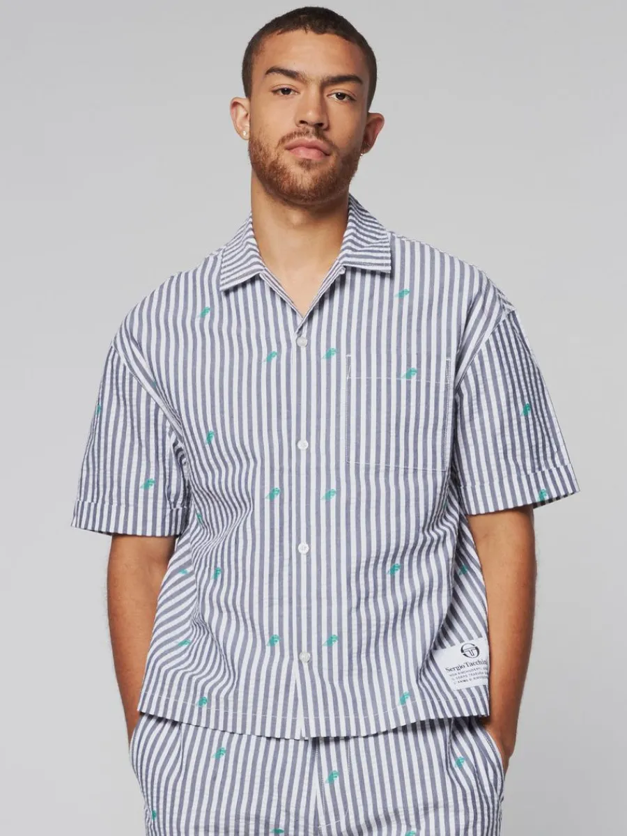 Sergio Tacchini Granda Camp Shirt- Maritime Blue Sale