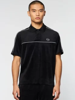 Sergio Tacchini Lioni Velour Polo Archivio- Black Beauty Outlet