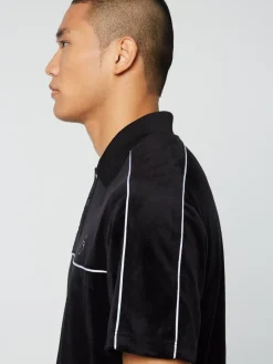 Sergio Tacchini Lioni Velour Polo Archivio- Black Beauty Hot