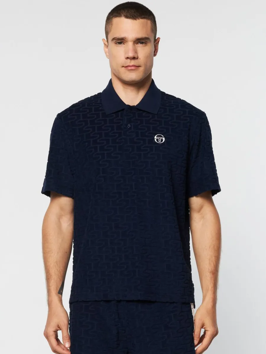 Sergio Tacchini Livata Monogram Polo- Maritime Blue Outlet