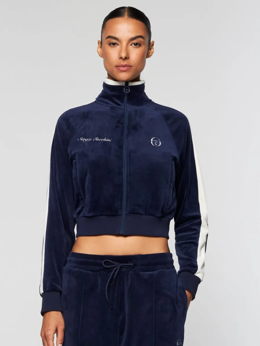 Sergio Tacchini Miss Carlotta Velour Track Jacket- Maritime Blue New