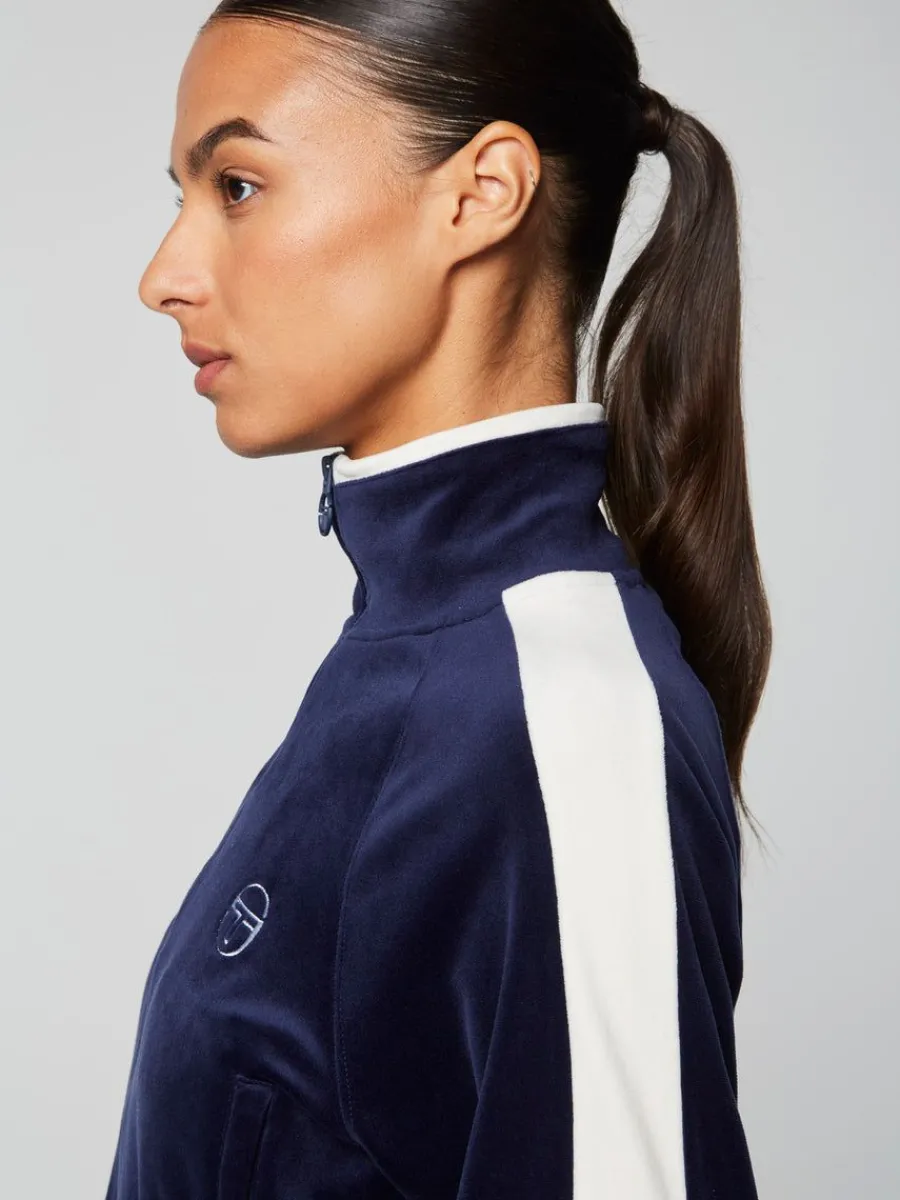 Sergio Tacchini Miss Carlotta Velour Track Jacket- Maritime Blue New