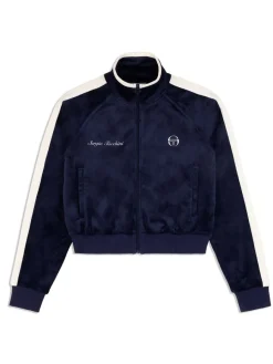 Sergio Tacchini Miss Carlotta Velour Track Jacket- Maritime Blue Best