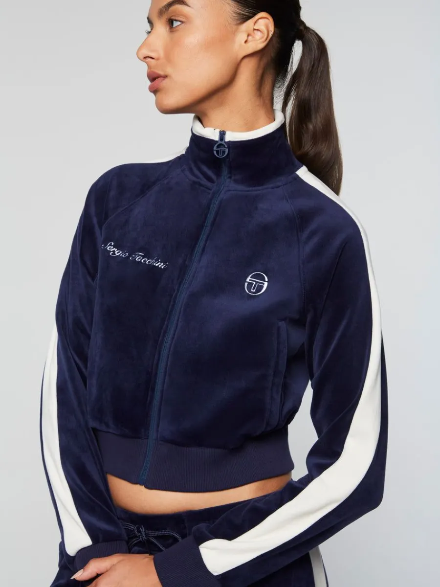 Sergio Tacchini Miss Carlotta Velour Track Jacket- Maritime Blue Best
