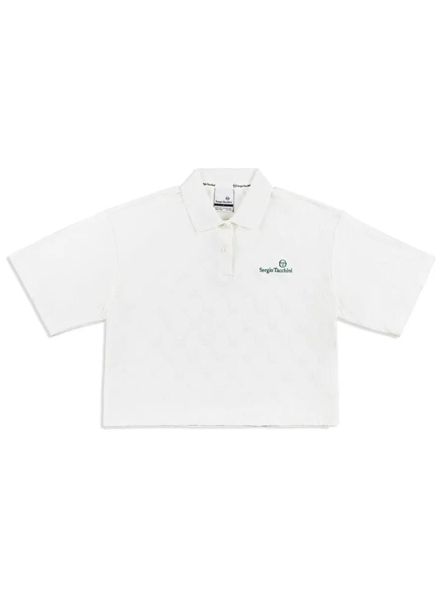 Sergio Tacchini Monogram Jacquard Cropped Polo- Gardenia Best