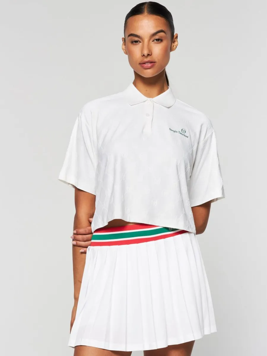 Sergio Tacchini Monogram Jacquard Cropped Polo- Gardenia Best