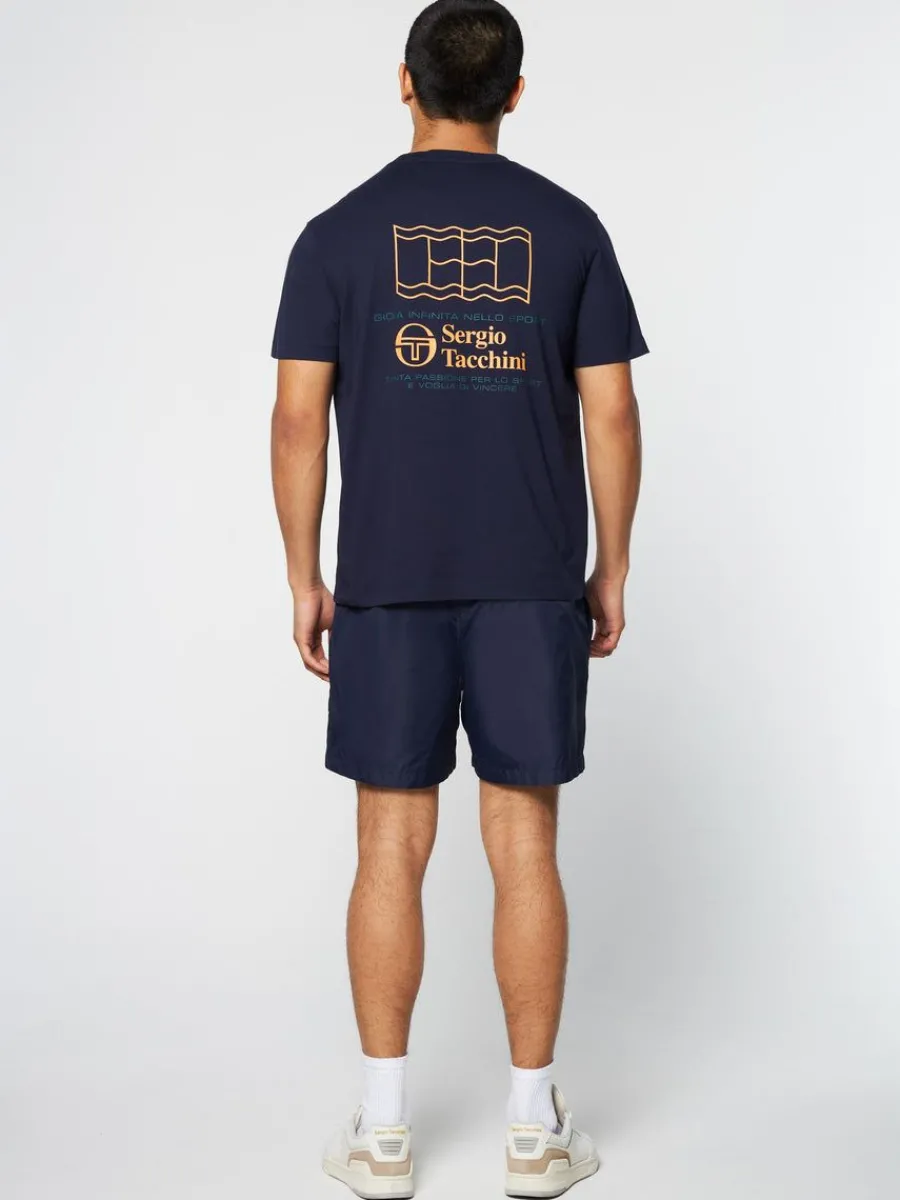 Sergio Tacchini Onda T-Shirt- Maritime Blue Hot