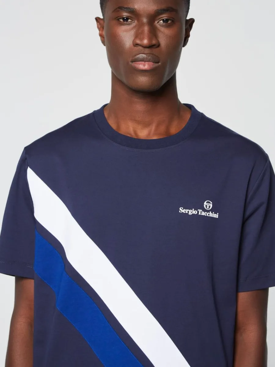 Sergio Tacchini Ortica Tennis T-Shirt- Maritime Blue Clearance