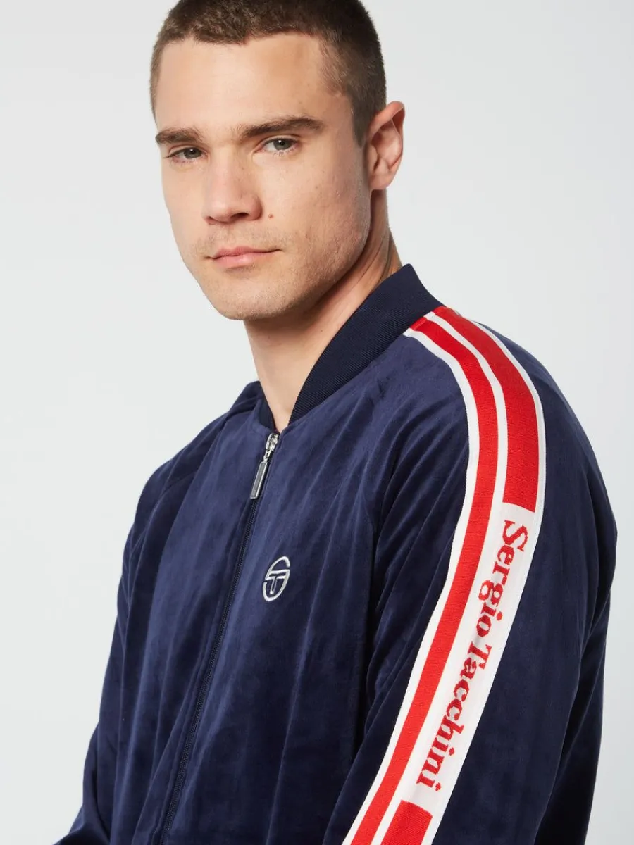 Sergio Tacchini Pereto Velour Track Jacket- Maritime Blue Online