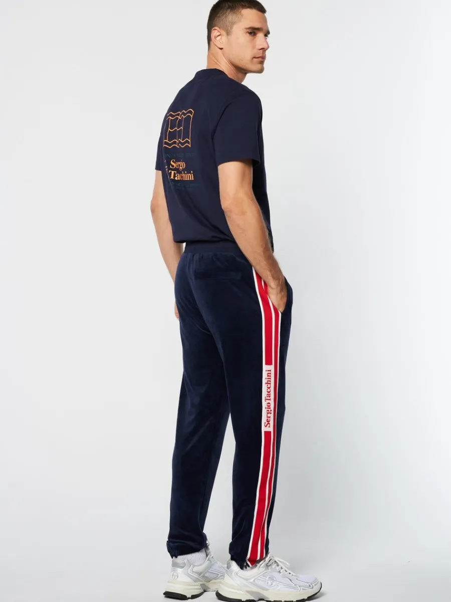 Sergio Tacchini Pereto Velour Track Pant- Maritime Blue Sale