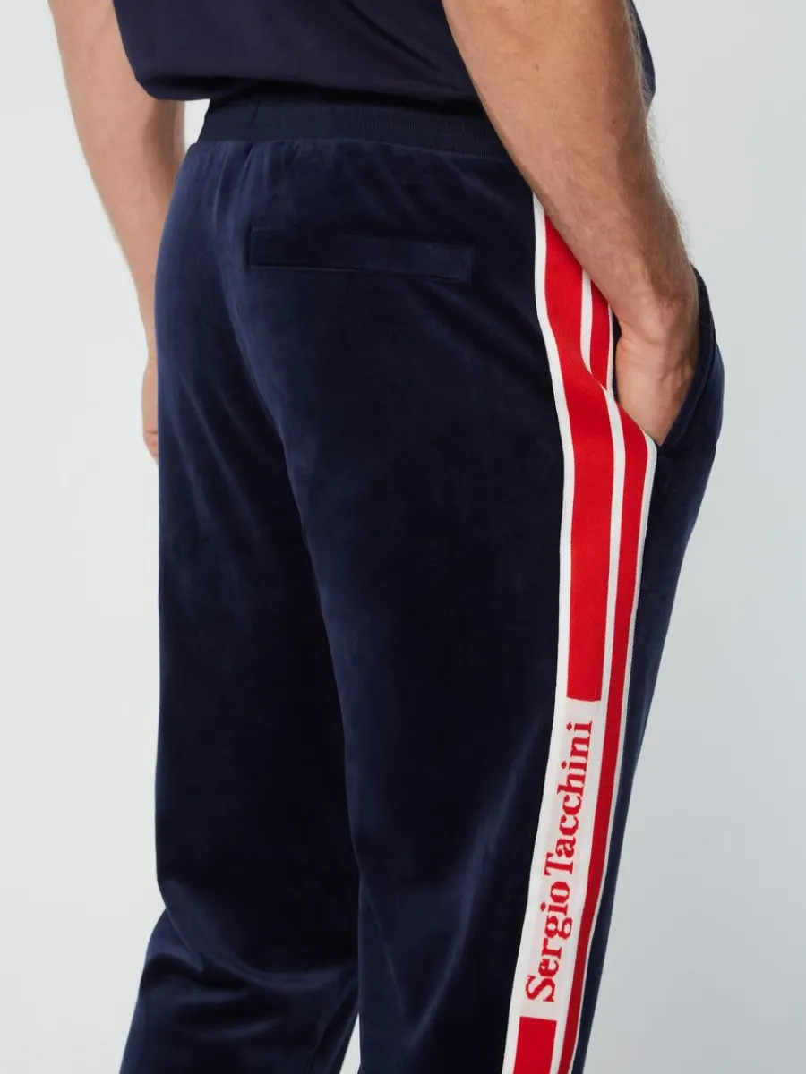 Sergio Tacchini Pereto Velour Track Pant- Maritime Blue Sale