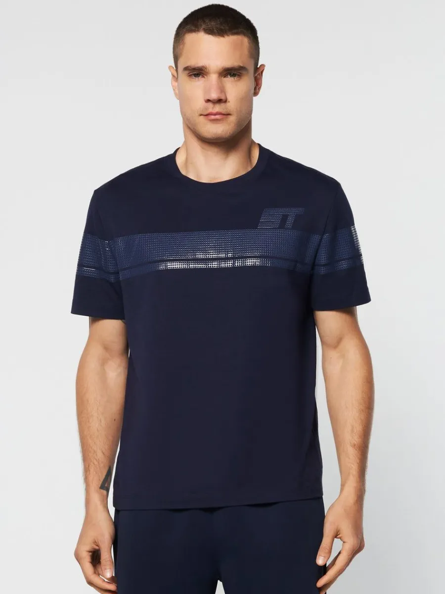 Sergio Tacchini Perforata T-Shirt- Maritime Blue Discount