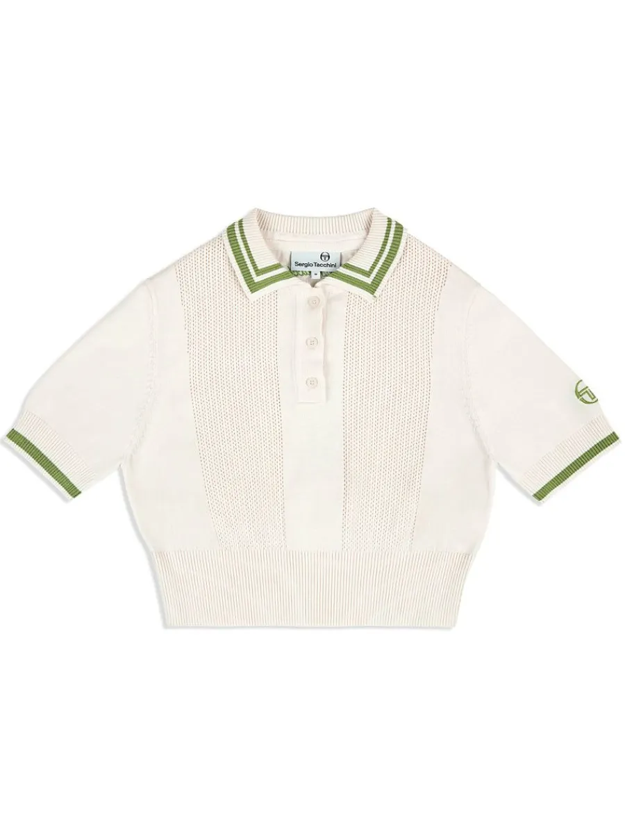 Sergio Tacchini Perla Knit Cropped Polo- Gardenia Best