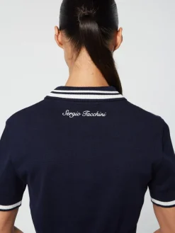 Sergio Tacchini Perla Knit Cropped Polo- Maritime Blue New