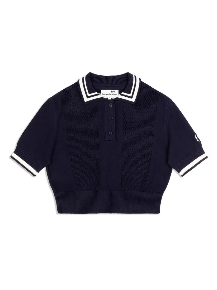 Sergio Tacchini Perla Knit Cropped Polo- Maritime Blue Discount