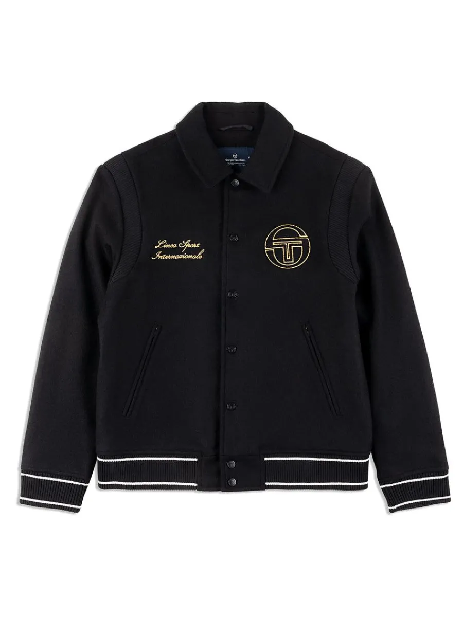 Sergio Tacchini Prep Wool Varsity Jacket- Black