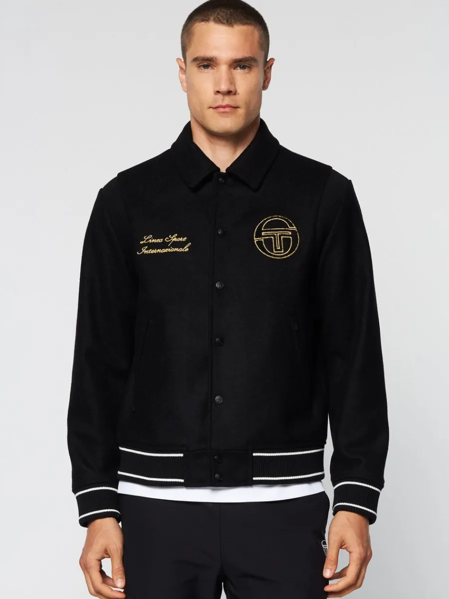 Sergio Tacchini Prep Wool Varsity Jacket- Black