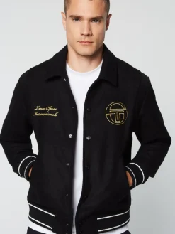 Sergio Tacchini Prep Wool Varsity Jacket- Black