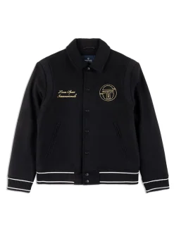 Sergio Tacchini Prep Wool Varsity Jacket- Black Discount