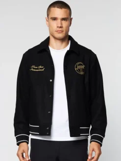 Sergio Tacchini Prep Wool Varsity Jacket- Black Discount