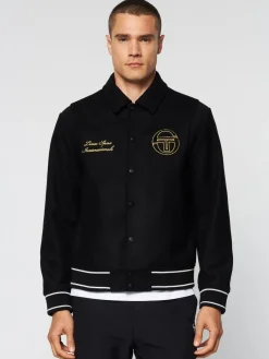 Sergio Tacchini Prep Wool Varsity Jacket- Black Discount