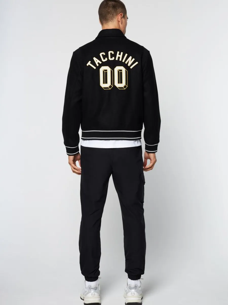 Sergio Tacchini Prep Wool Varsity Jacket- Black Discount