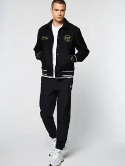 Sergio Tacchini Prep Wool Varsity Jacket- Black Discount
