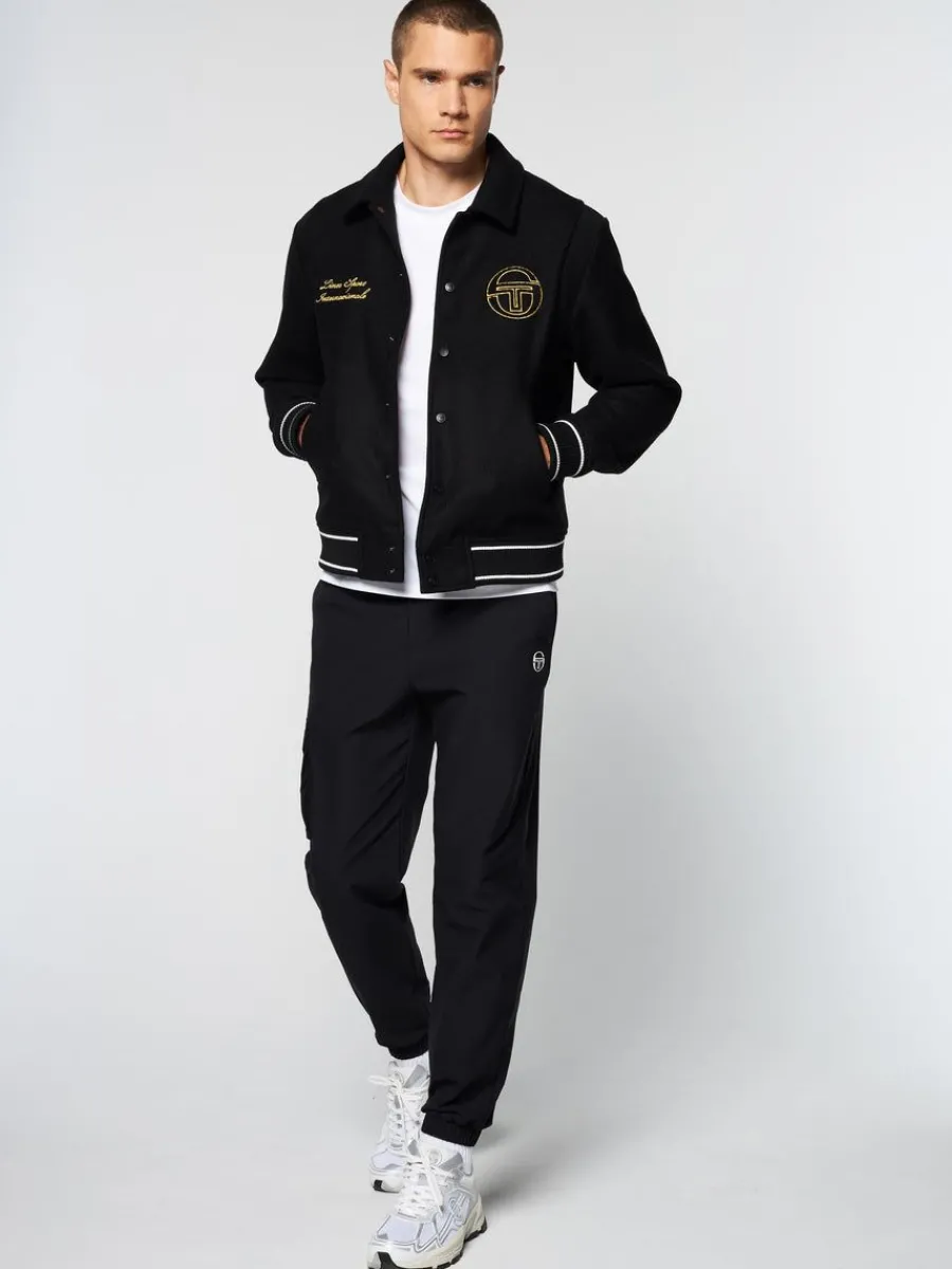Sergio Tacchini Prep Wool Varsity Jacket- Black Discount