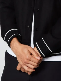 Sergio Tacchini Prep Wool Varsity Jacket- Black Discount