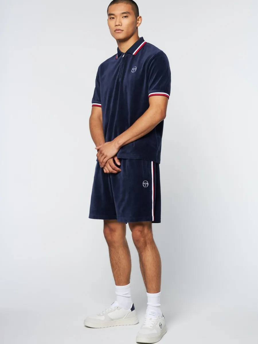 Sergio Tacchini Primo Velour Polo- Maritime Blue Hot