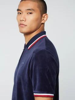 Sergio Tacchini Primo Velour Polo- Maritime Blue New