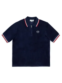 Sergio Tacchini Primo Velour Polo- Maritime Blue Online