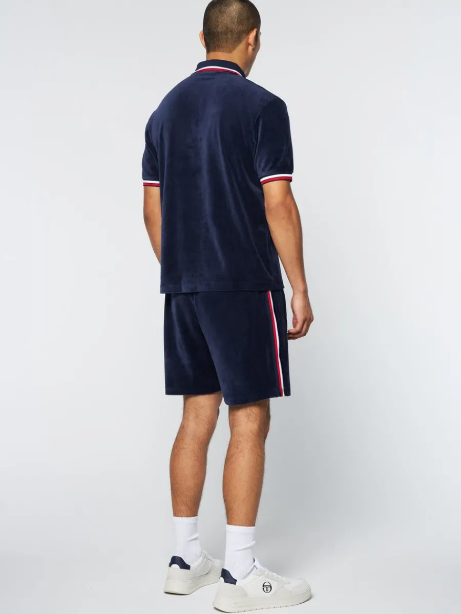 Sergio Tacchini Primo Velour Polo- Maritime Blue Online
