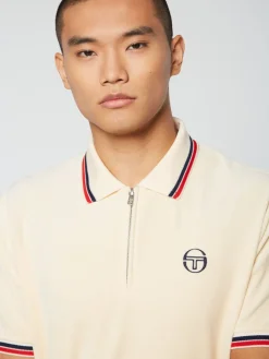 Sergio Tacchini Primo Velour Polo- Pearl Ivory Sale