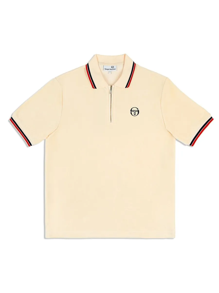 Sergio Tacchini Primo Velour Polo- Pearl Ivory Discount