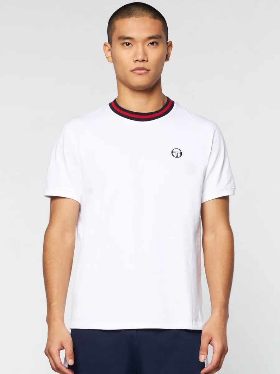 Sergio Tacchini Rainer T-Shirt- White/ Adrenaline Rush Hot