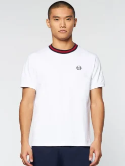 Sergio Tacchini Rainer T-Shirt- White/ Adrenaline Rush Outlet