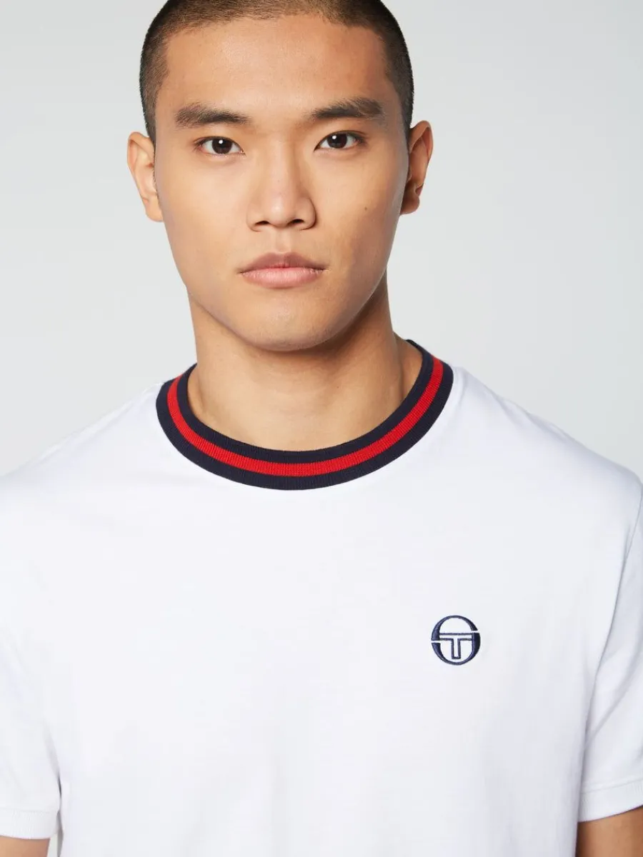 Sergio Tacchini Rainer T-Shirt- White/ Adrenaline Rush Online