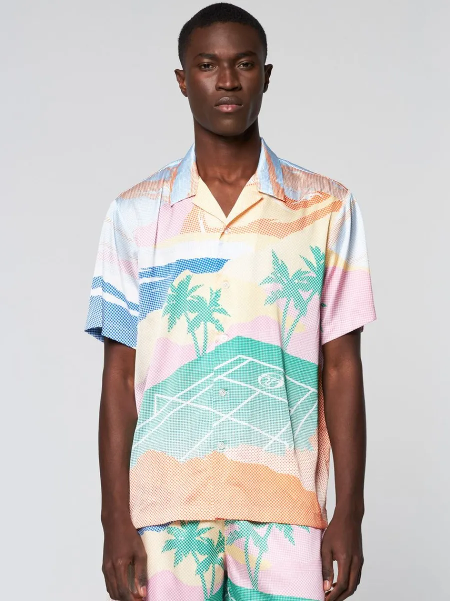 Sergio Tacchini Riviera Camp Shirt- Deep Mint/ Multi Outlet