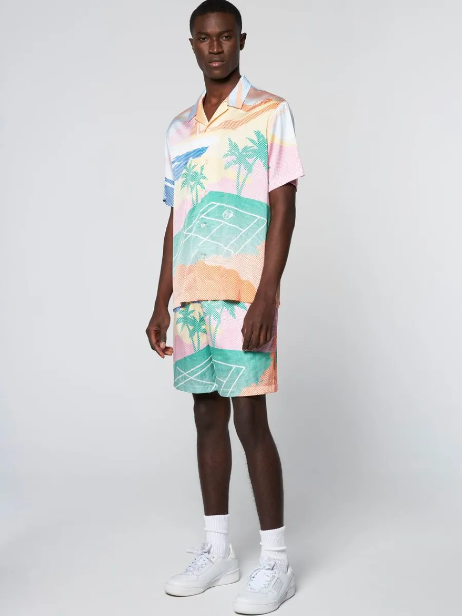 Sergio Tacchini Riviera Camp Shirt- Deep Mint/ Multi Outlet