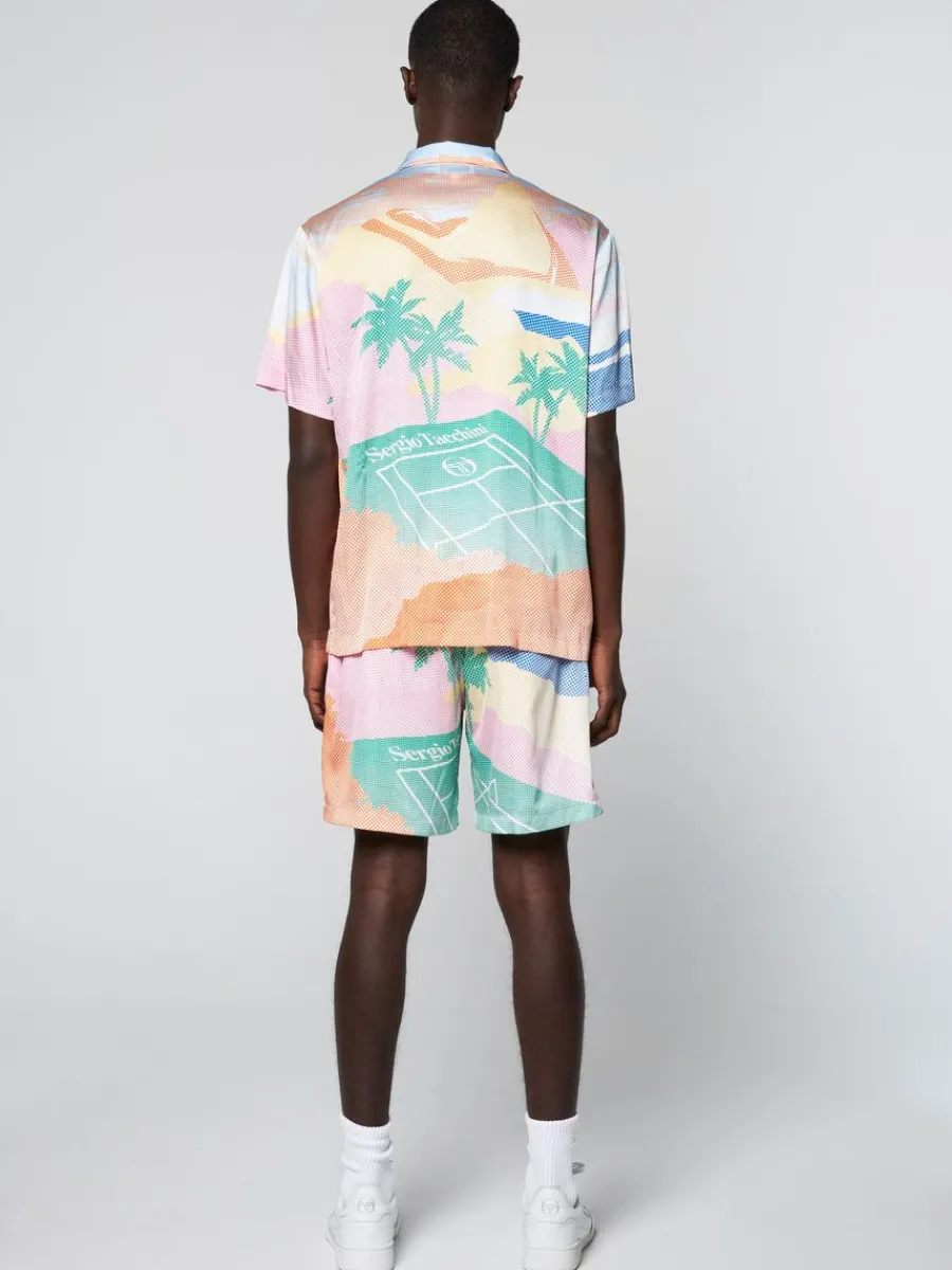 Sergio Tacchini Riviera Camp Shirt- Deep Mint/ Multi Outlet