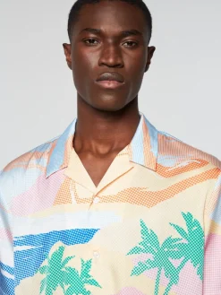 Sergio Tacchini Riviera Camp Shirt- Deep Mint/ Multi Outlet