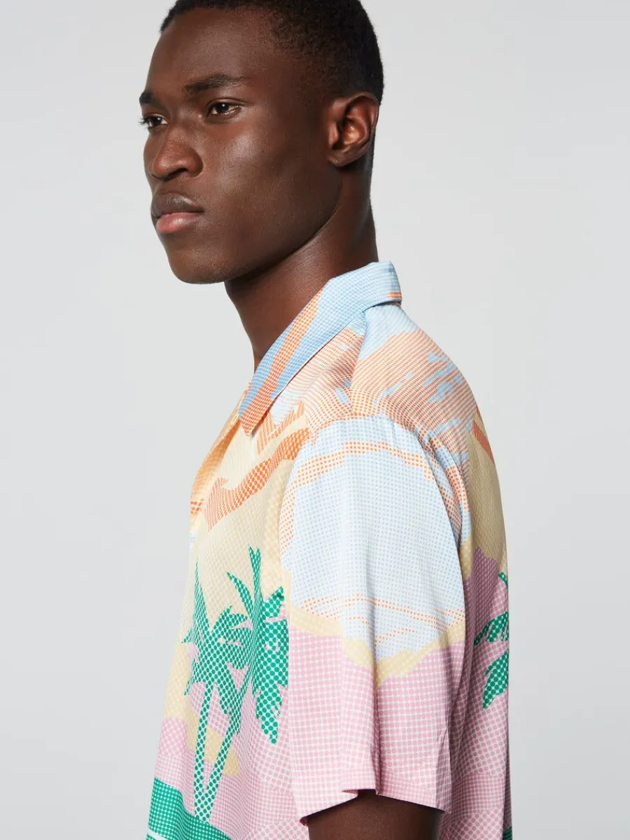 Sergio Tacchini Riviera Camp Shirt- Deep Mint/ Multi Outlet