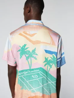 Sergio Tacchini Riviera Camp Shirt- Deep Mint/ Multi Outlet