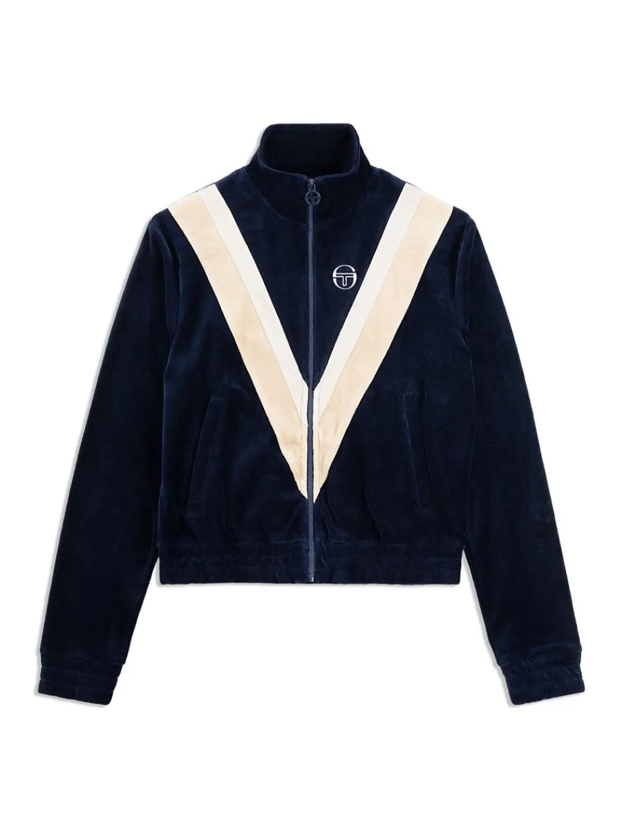 Sergio Tacchini Sara Velour Track Jacket- Maritime Blue Clearance
