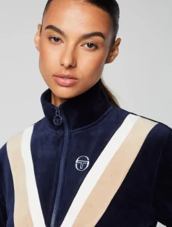 Sergio Tacchini Sara Velour Track Jacket- Maritime Blue Clearance