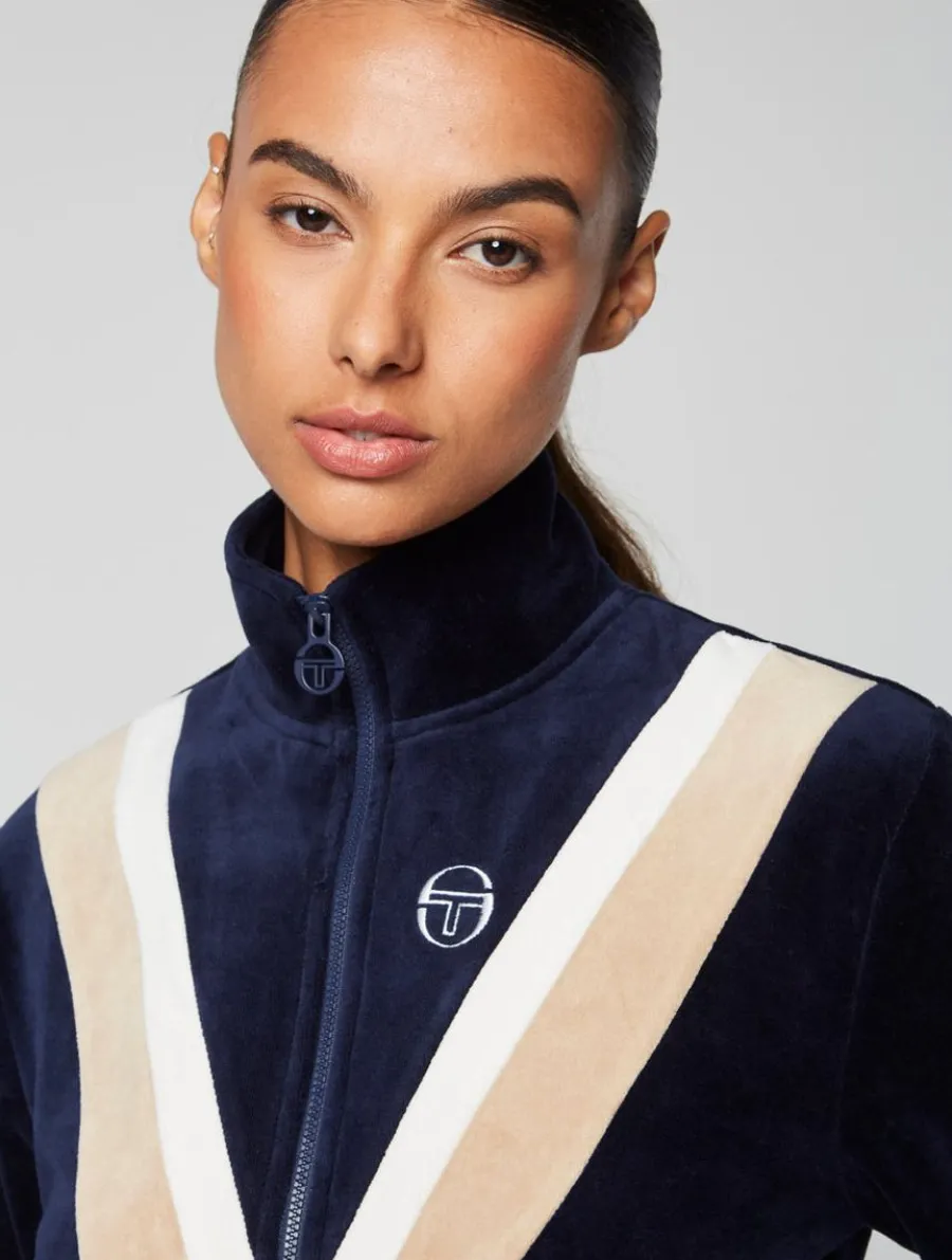 Sergio Tacchini Sara Velour Track Jacket- Maritime Blue Clearance