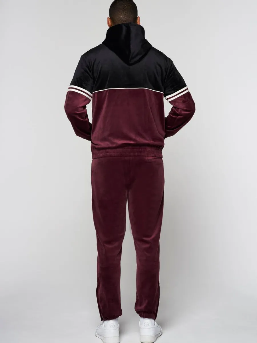 Sergio Tacchini Scopeto Full-Zip Velour Hoodie- Black Beauty/ Mauve Wine