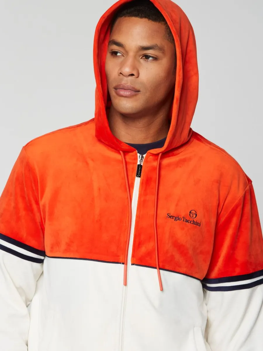 Sergio Tacchini Scopeto Full-Zip Velour Hoodie- Poinciana/ Gardenia Online
