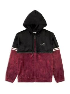 Sergio Tacchini Scopeto Full-Zip Velour Hoodie- Black Beauty/ Mauve Wine Clearance